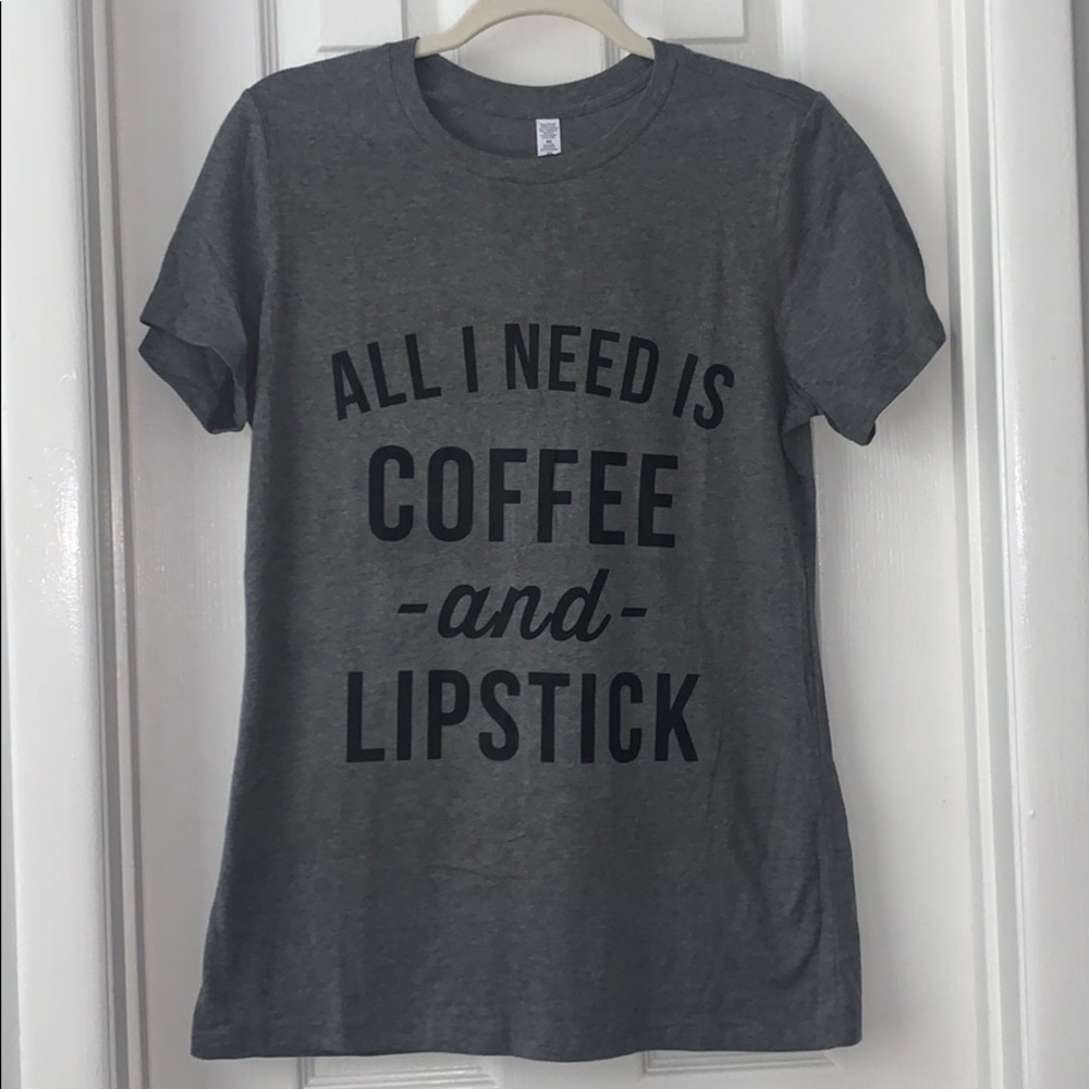 Coffee and Lipstick gray graphic tee shirt top XL